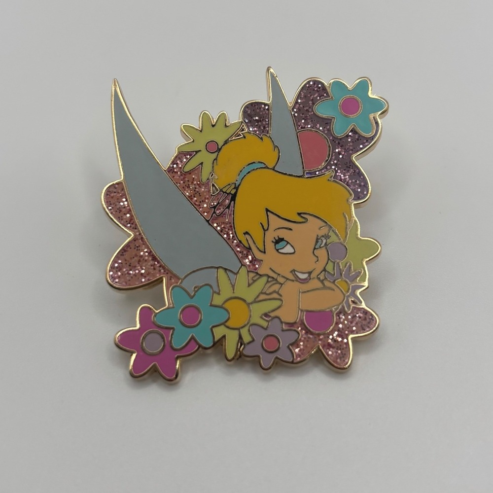 Disney Enamel Pin Multi-Color Tinker Bell Glitter Flowers DLRP